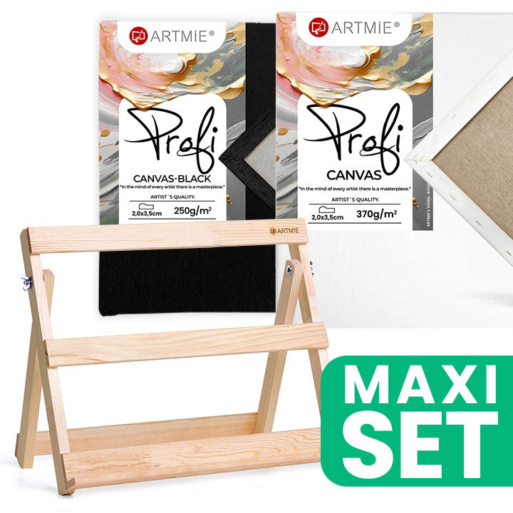 Комплет штафелај за маса ARTMIE со црно-бело PROFI платно 40x30 см