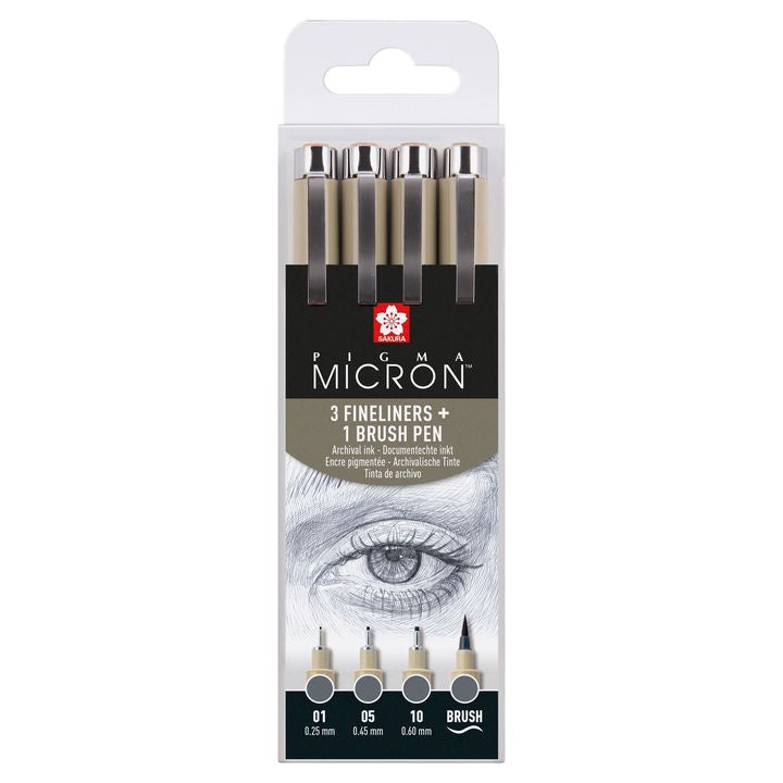 Комплет технички пенкала Sakura Pigma Micron 3 fineliners a brush pen - 1