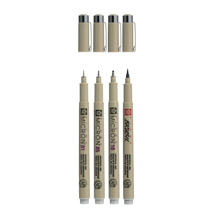 Комплет технички пенкала Sakura Pigma Micron 3 fineliners a brush pen - 2