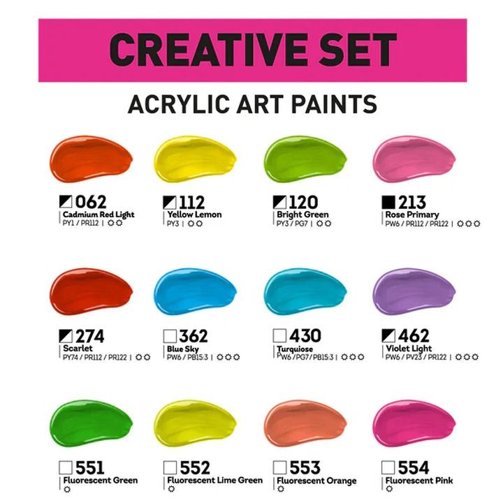 Комплет за акрилни бои ACRYL PRO CREATIVE - 2