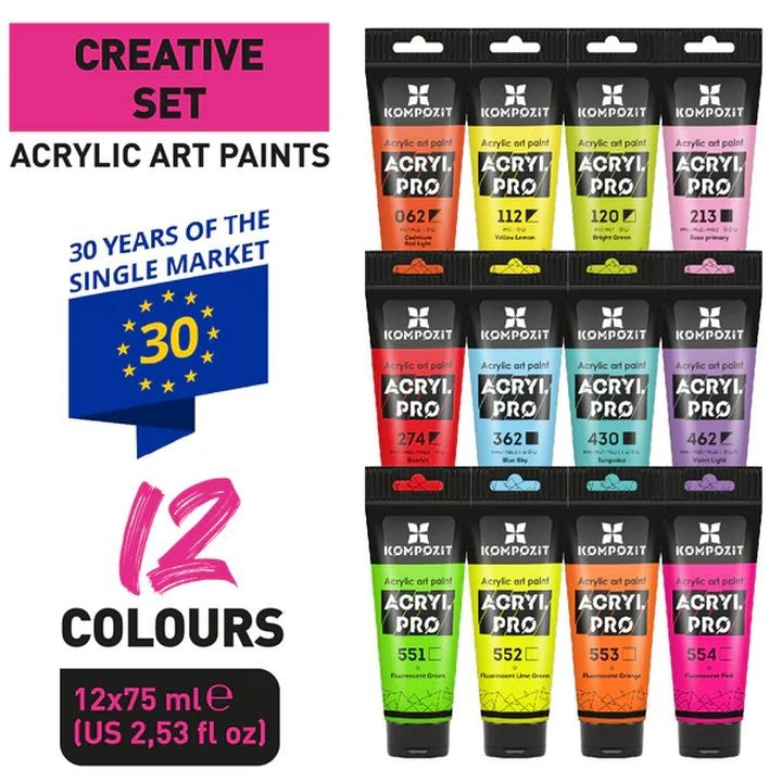 Комплет за акрилни бои ACRYL PRO CREATIVE - 3
