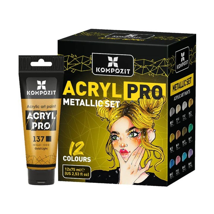 Комплет за акрилни бои ACRYL PRO METALLIC - 1