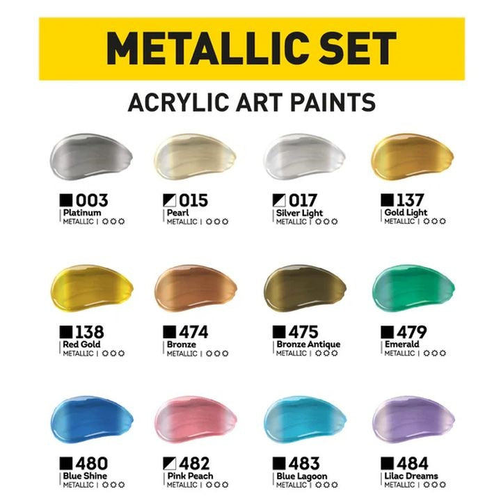 Комплет за акрилни бои ACRYL PRO METALLIC - 2