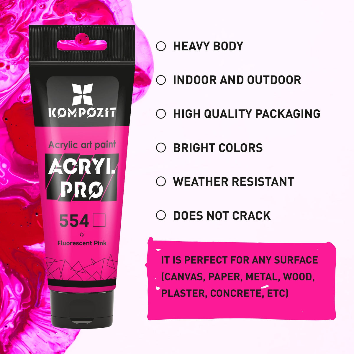 Флуоресцентна акрилна боја ACRYL PRO ART Kompozit 75 ml