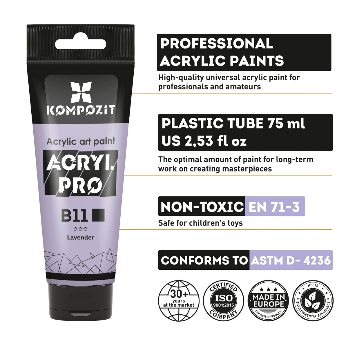 Пастелна акрилна боја ACRYL PRO ART Kompozit 75 ml