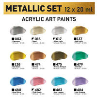 Комплет метални акрилни бои ACRYL PRO Kompozit 12x20 ml