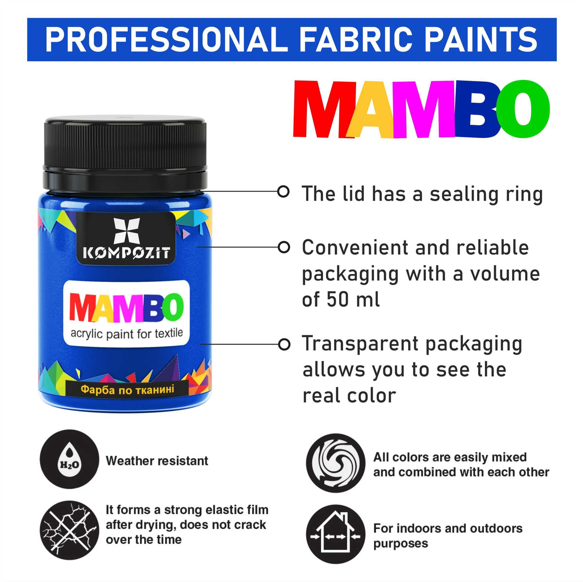 MAMBO акрилна боја за текстил и кожа 50ml