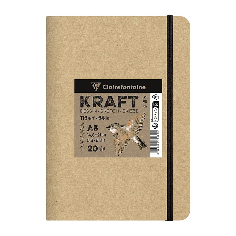 Крафт блок CLAIREFONTAINE 115 g/m² – A5 – A4, 20 листови
