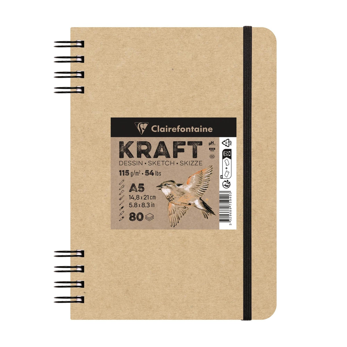 Крафт скицир блок CLAIREFONTAINE 115 g/m² A5 – A4 - 80 листови