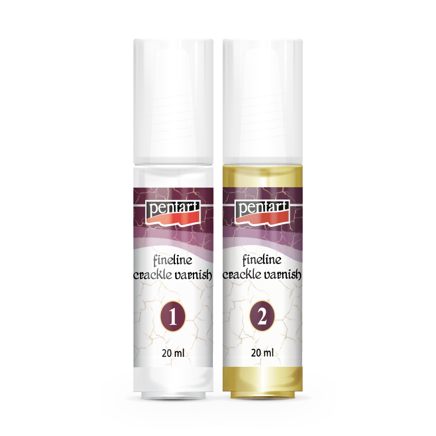 Кракел лак Pentart Fineline со фини пукнатини, двокомпонентен, сет 2x 20 ml