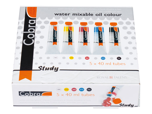 Маслени бои разредливи со вода COBRA Study Set 5x40ml