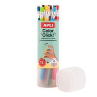 Механички дрвени боички APLI Color Click, 12 парчиња со резервни мини и острилка