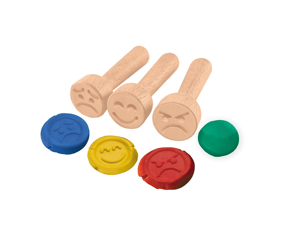 Мек природен пластелин Jovi My First 4 x 38 g + 3 дрвени печати Emotions