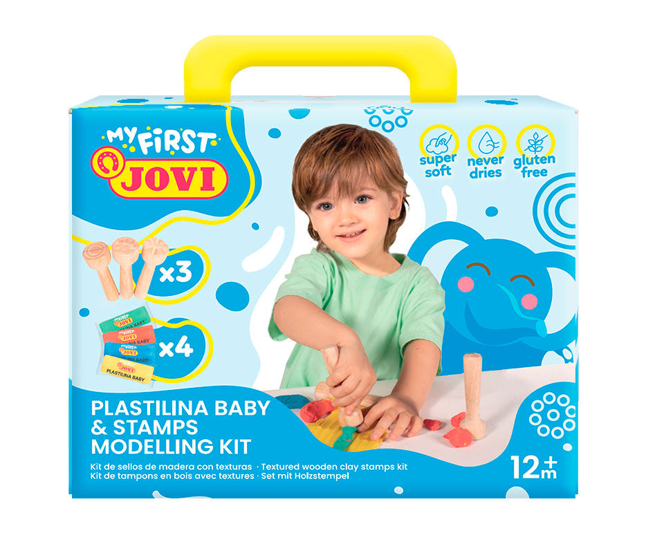 Мека природна пластелин JOVI My First 4 x 38 g – + 3 дрвени печати