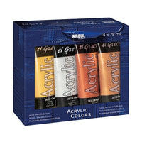 Метални акрилни бои El Greco - Kreul - сет 4 x 75 ml