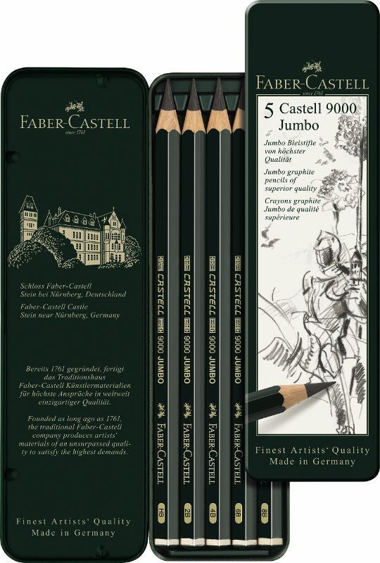 Моливи CASTELL 9000 Jumbo 5 броја - метална кутија