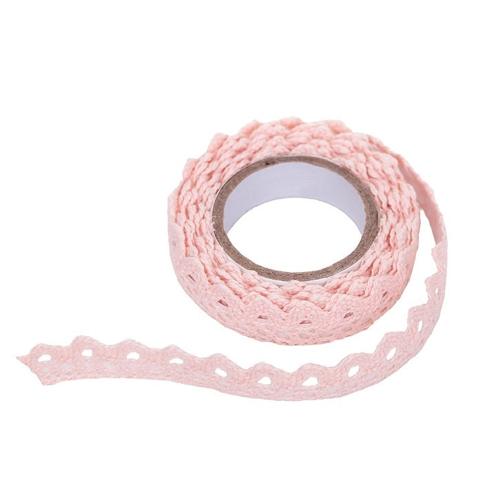 Памучна самолеплива чипка 1.8 m - Pink