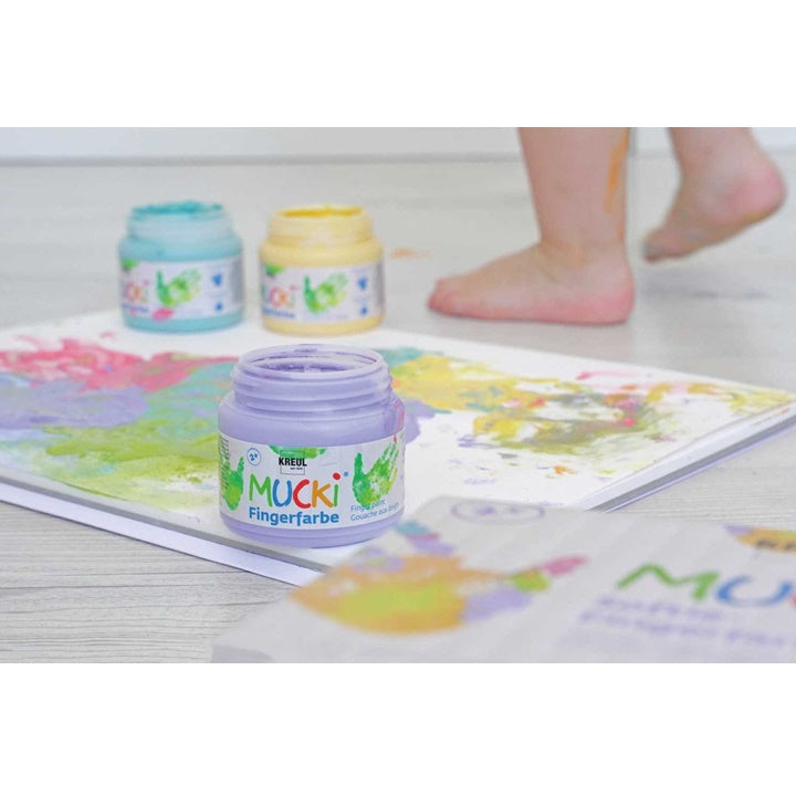 Пастелни детски бои за прсти MUCKI / сет 6 x 150 ml - 2