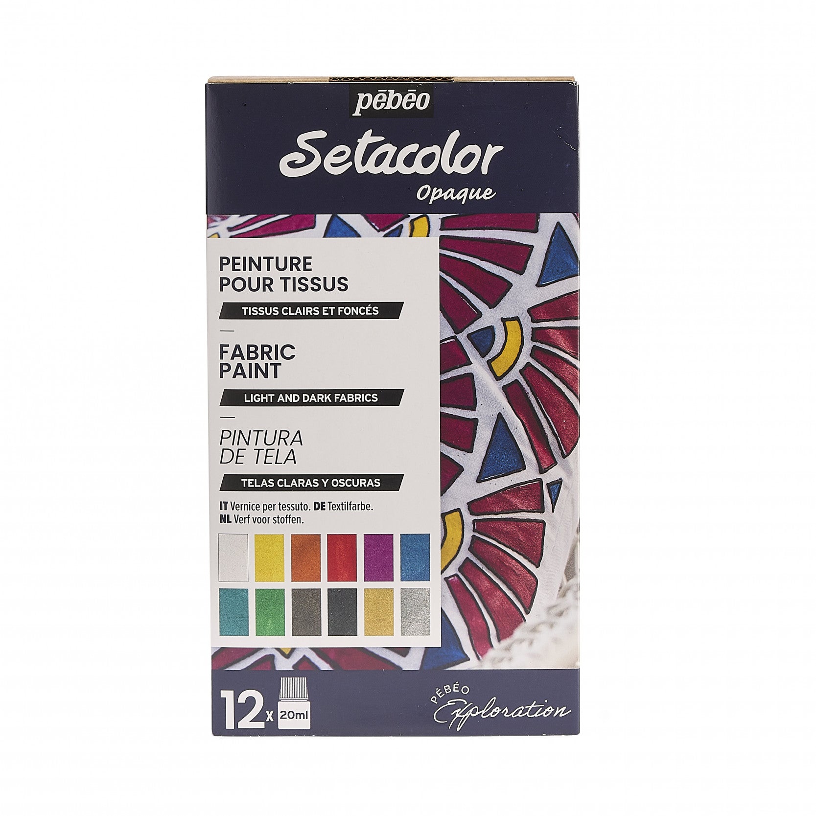 Pebeo Setacolor сет покривни бои за текстил 12 x 20 ml