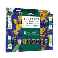 Pebeo Studio акрилни бои со висок вискозитет со четка 20x20 ml