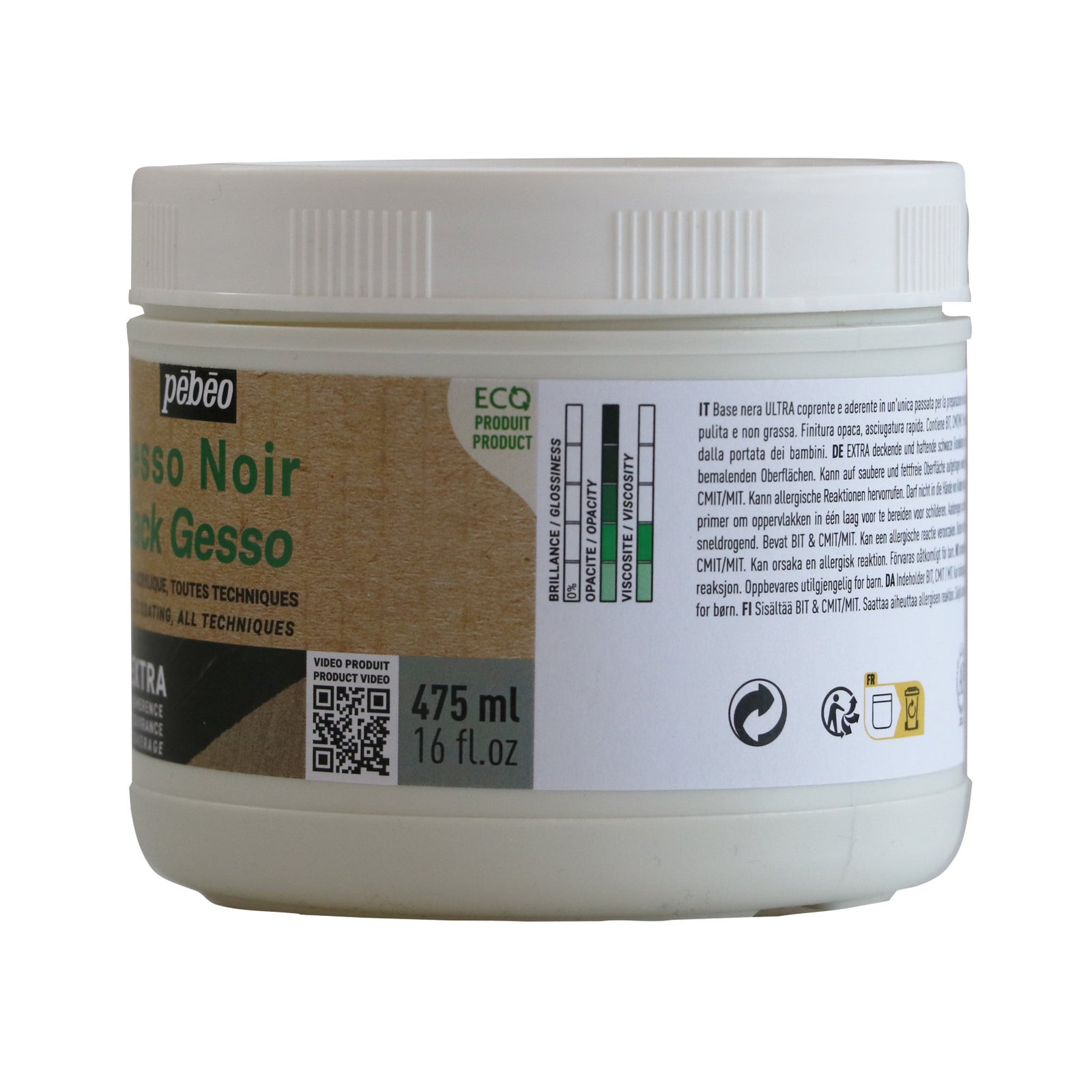 Pebeo Studio Acrylics црн акрилен гесо прајмер 475 ml
