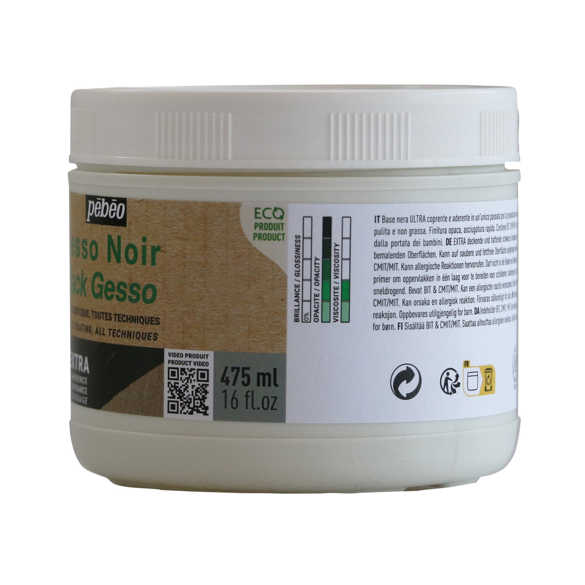 Pebeo Studio Acrylics црн акрилен гесо прајмер 475 ml