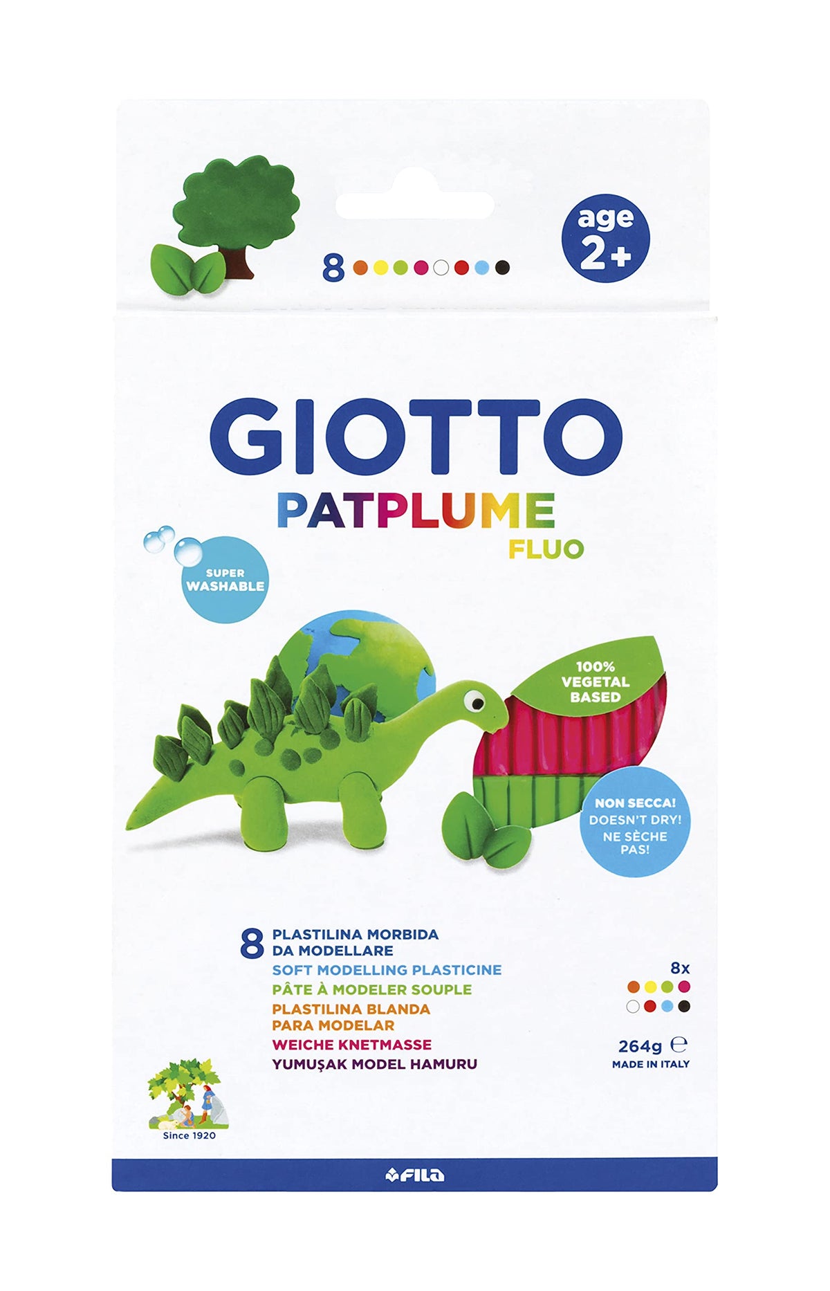 Пластелин GIOTTO Patplume неонски бои 8 x 33 g