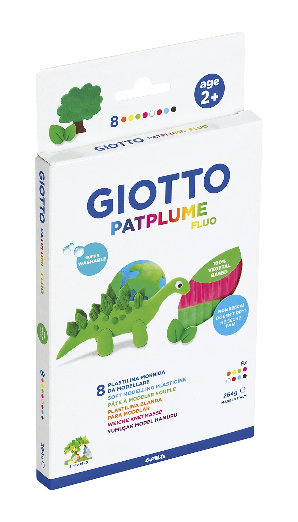 Пластелин GIOTTO Patplume неонски бои 8 x 33 g