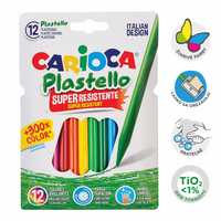 Пластични восочни боички Carioca Plastello - 12 пар.