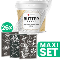 Релјефна паста ARTMIE BUTTER + сет шаблони за сликање FOLK ART мотив - 26 парчиња