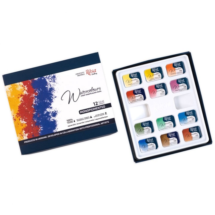 ROSA Gallery Монопигментирани Акварелни бои 12x2,5 ml - 1