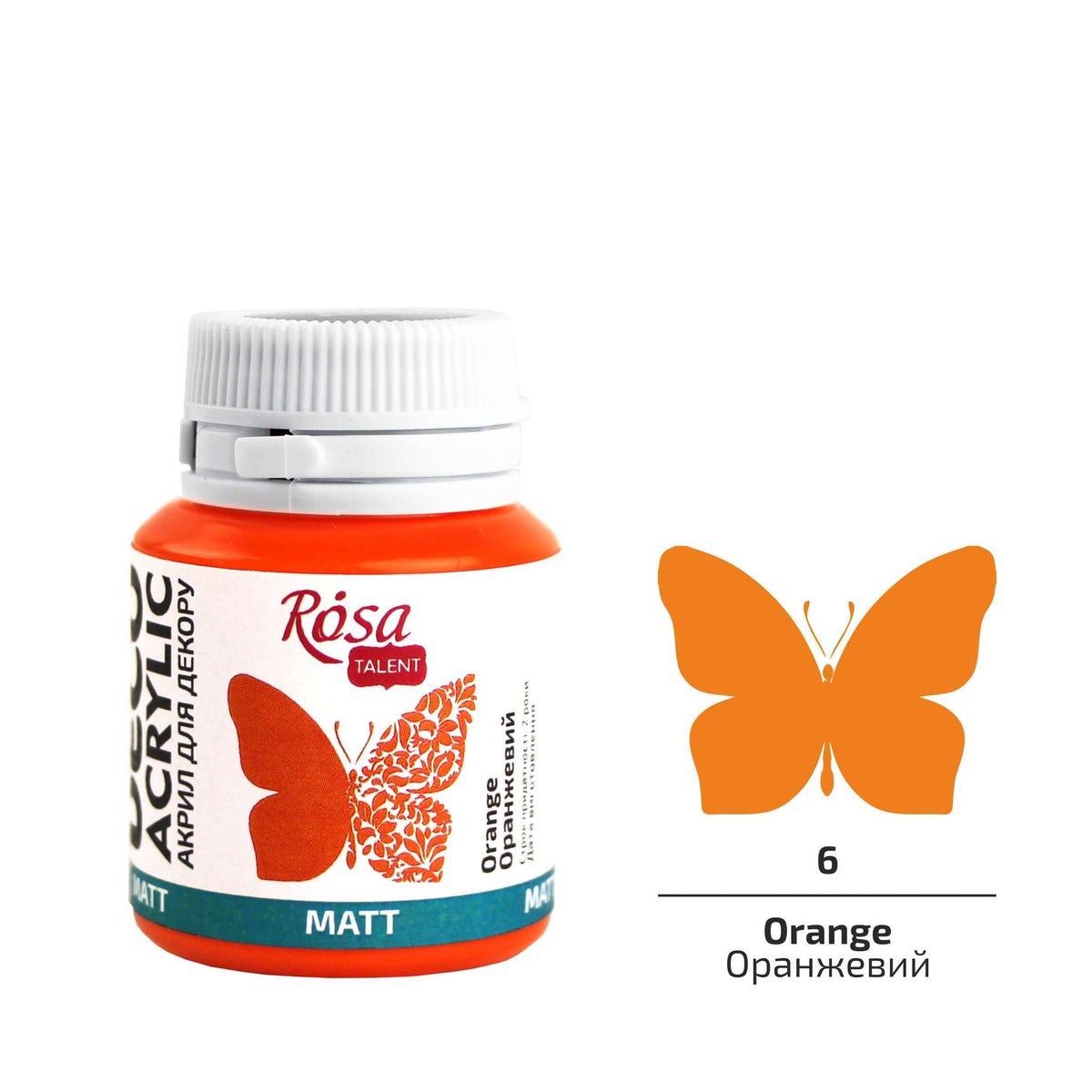 Акрил за декорација, MATT, 20 ml, ROSA TALENT – Orange mat