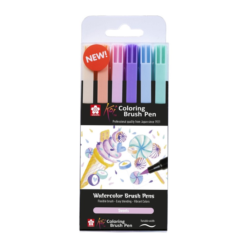 Акварелни четка-фломастери Sakura Koi Coloring Brush Pen - сет од 6 парчиња Sweets