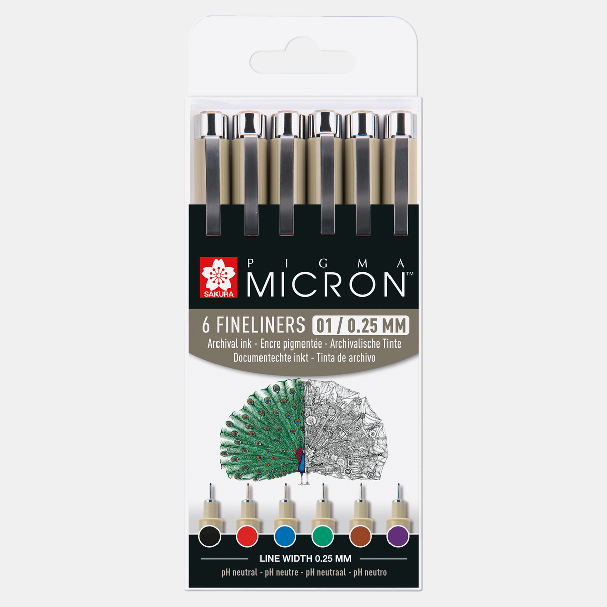 Sakura Pigma Micron 01 технички пенкала 0,25 mm сет од 6 бои