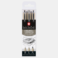 Сет технички пенкала SAKURA Pigma Micron Архитектура 3 пар. - 005, 01, PN Black