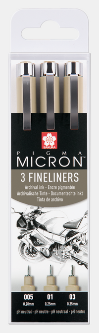Sakura Pigma Micron сет лајнери Design 3 пар. – 0,20 / 0,25 / 0,30 mm, црна