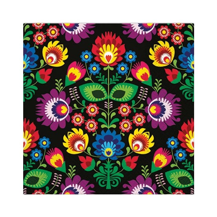 Салфети за декупаж - Folky Style Black - 1 парче