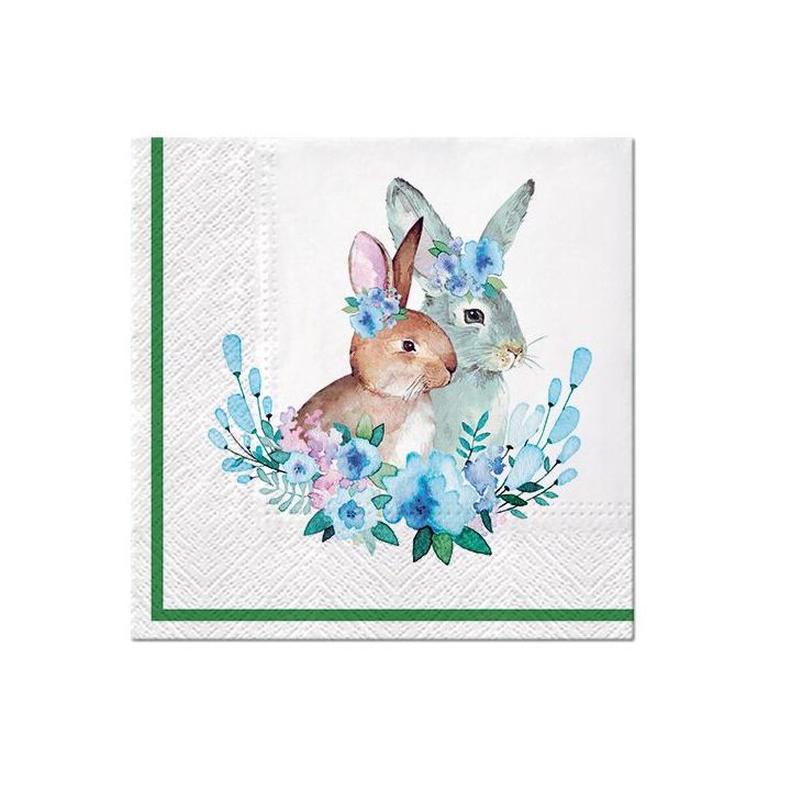 Салфетки за декупаж - Bunnies with Wreaths - 1 ЕЕЗ