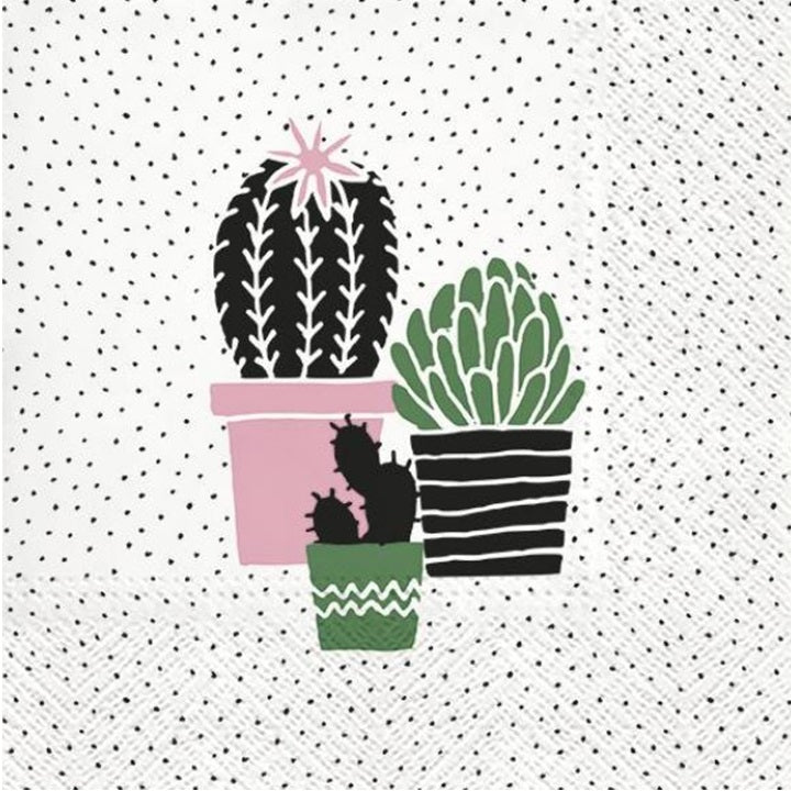 Салфетки за декупаж Cactus on Dots rose - 1 парче