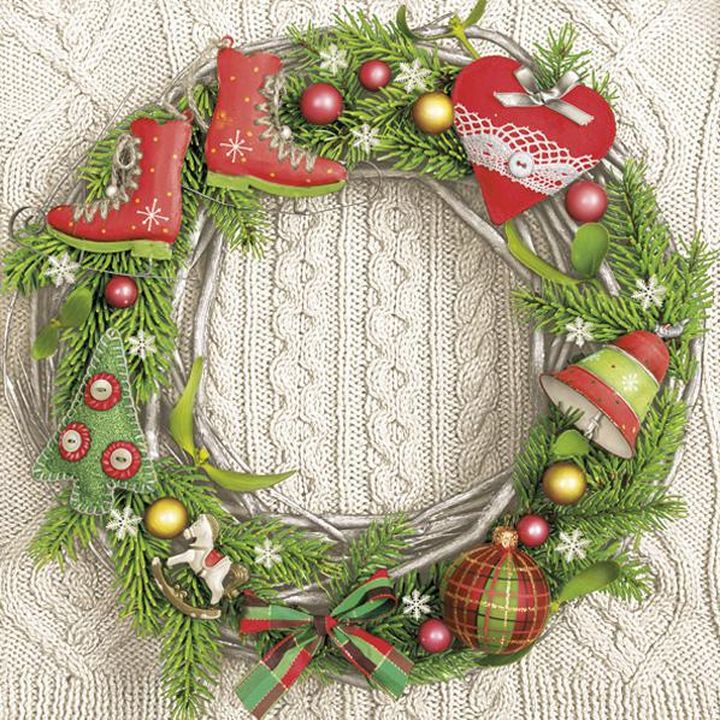 Салфетки за декупаж Classic Garland on Wool Pattern - 1 парче