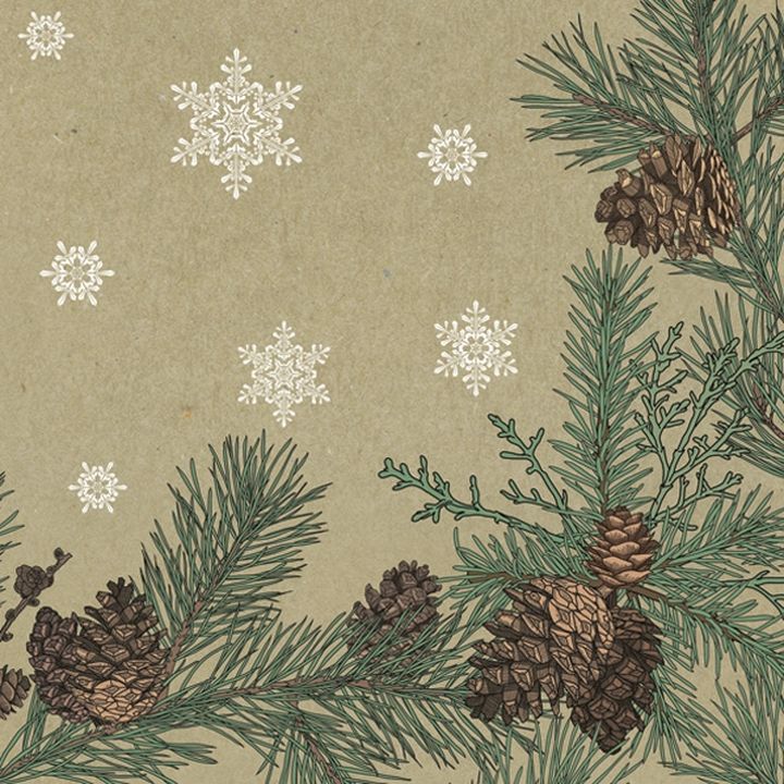 Салфетки за декупаж Graphic Pines and Twigs Frame on Kraft - 1 парче
