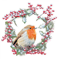 Салфетки за декупаж Robin in Wreath - 1 парче