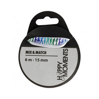Сатенска лента Happy Moments со принт 15 mm x 6 m