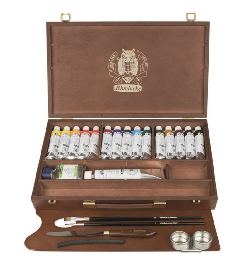 Дрвена кутија Schmincke NORMA Professional, 15 x 35 ml + бела 120 ml