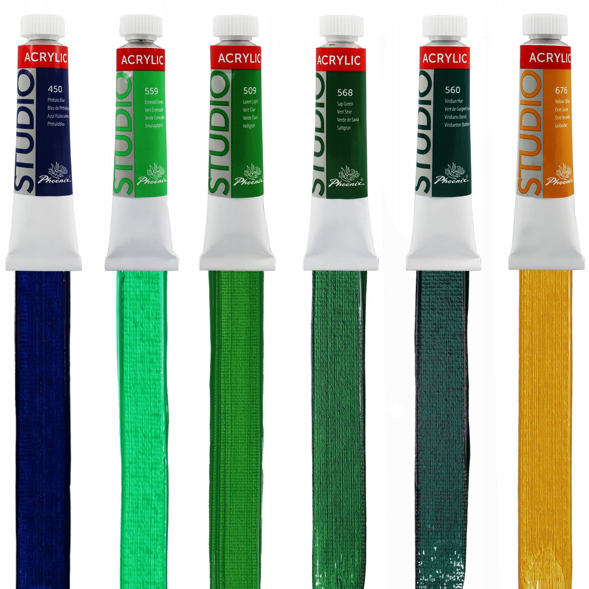 Сет 24 акрилни бои Phoenix Studio 24 x 12 ml со четки и палета