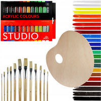 Сет 24 акрилни бои Phoenix Studio 24 x 12 ml со четки и палета