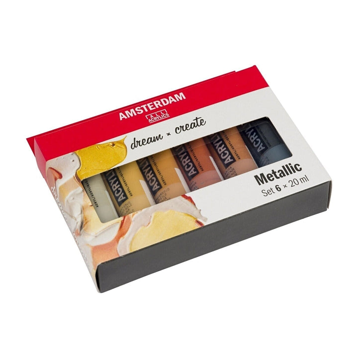 Сет акрилни бои AMSTERDAM dream and create Metallic 6 x 20 ml