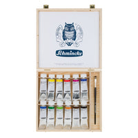 Сет акрилни бои и четки во дрвена кутија Schmincke AKADEMIE 12 x 60 ml