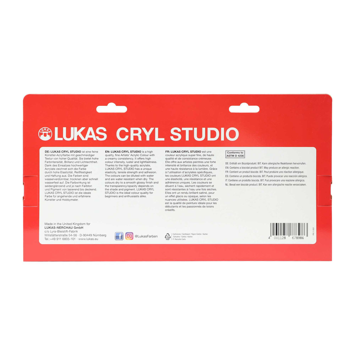 Сет акрилни бои LUKAS Cryl Studio 9 x 100 ml