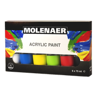 Сет акрилни бои Molenaer 6 x 75 ml - микс бои